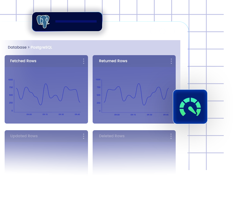 Managed PostgreSQL cloud database dashboard illustration | HiQloud